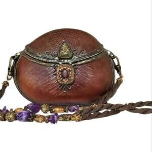 Maya Evangelista Hard Resin Cross Body‎ Bag with Removable Beaded Strap Vintage